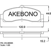 Тормозные колодки, дисковые, комплект AKEBONO 1194445226 AN-8008K E3 90R-010/119 2162 6 изображение 0