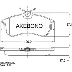 Тормозные колодки, дисковые, комплект AKEBONO AN-8009K E3 90R-010/109 1194445230 2 1546 изображение 0