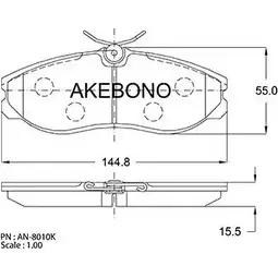 Тормозные колодки, дисковые, комплект AKEBONO 2 1481 E3 90R-0110/80 1194445236 AN-8010KE изображение 0