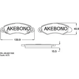 Тормозные колодки, дисковые, комплект AKEBONO 23297 AN-8011WKE 23296 1194445243 изображение 0