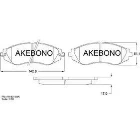 Тормозные колодки, дисковые, комплект AKEBONO 1194445250 23235 AN-8013WK 2323 4 изображение 0