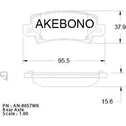 Тормозные колодки, дисковые, комплект AKEBONO 23 816 AN-8057WK E13 90R-010040/001 1194445504 изображение 0