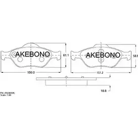 Тормозные колодки, дисковые, комплект AKEBONO AN-8060KE 232 02 23203 1194445525 изображение 0