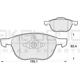 Тормозные колодки, дисковые, комплект AKEBONO 23724 23 723 AN-8092K 1194445688