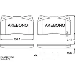 Тормозные колодки, дисковые, комплект AKEBONO 23110 1194445744 23092 AN-8112WKE изображение 0