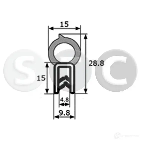 Уплотнитель двери STC 1438708695 t448534 G 0D11E