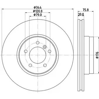 Тормозной диск HELLA PAGID 1194516107 543 44-A1 8DD 355 124-251 BIR5QS1