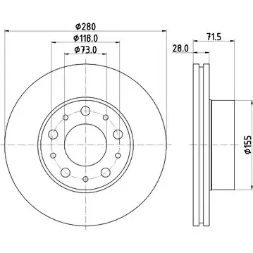 Тормозной диск HELLA PAGID PVJIQD 8DD 355 125-421 55861P RO 1194516221