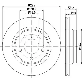 Тормозной диск HELLA PAGID 50449PRO _HC 8DD 355 127-401 1194516308 EWN1M изображение 0