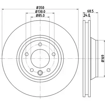 Тормозной диск HELLA PAGID V8ULODQ 8DD 355 128-071 1194516374 54218PRO_H C изображение 0