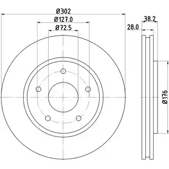 Тормозной диск HELLA PAGID 8DD 355 129-011 RL0J4 54815P RO_HC 1194516468 изображение 0