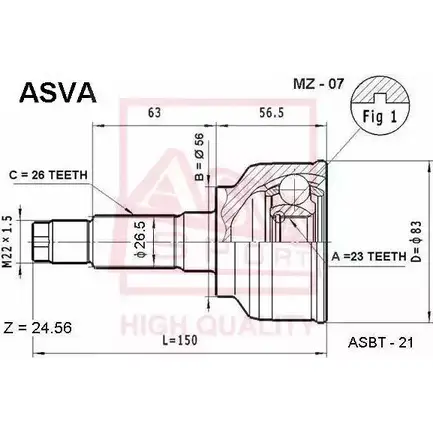 Шрус граната ASVA MZ-07 MZ- 22 1194517757 FZEUD4 изображение 0