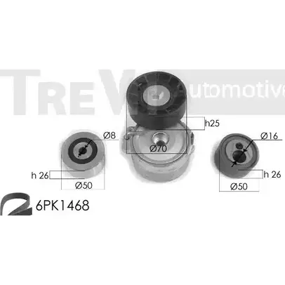 Поликлиновой ременный комплект TREVI AUTOMOTIVE KA6 03 RPK3547A KA1032 1194567660 изображение 0