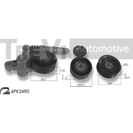 Поликлиновой ременный комплект TREVI AUTOMOTIVE KA1211 SK3752A 1194568293 RPK3752 A изображение 0