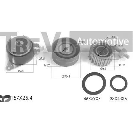 Комплект ремня ГРМ TREVI AUTOMOTIVE 1194569087 RP K3087DS KD1093S SK3087DS изображение 0