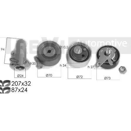 Комплект ремня ГРМ TREVI AUTOMOTIVE KD1295 1194570386 RPK3275D KD43 8