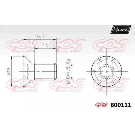 Болт, диск тормозного механизма MAXTECH 1194799947 1XJ69 800 111 800111 изображение 0