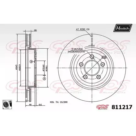 Тормозной диск MAXTECH 811217.0060 81121 7 BNPT5Q 1194800274