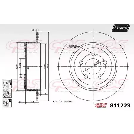 Тормозной диск MAXTECH GUMYGJ6 811223.6980 1194800314 81 1223 изображение 0