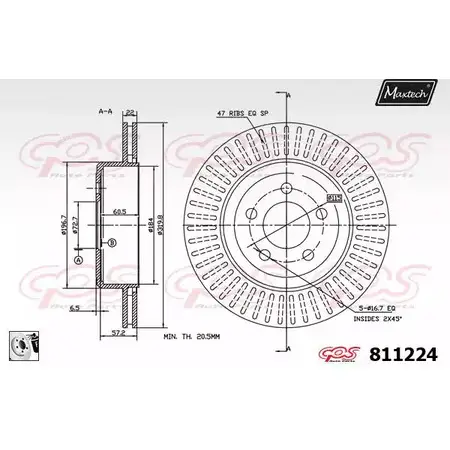 Тормозной диск MAXTECH 811 224 OCKP8 1194800317 811224.0080 изображение 0