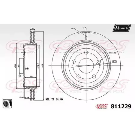 Тормозной диск MAXTECH 811229.0060 1194800346 UYGJTB 8112 29