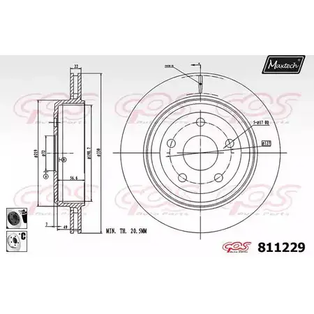 Тормозной диск MAXTECH LCRQ1T 811229.6060 81122 9 1194800348