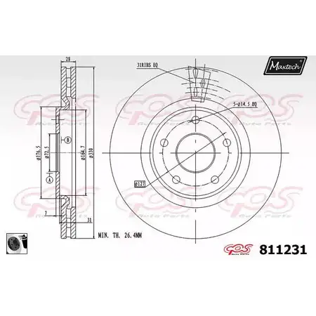 Тормозной диск MAXTECH MAKHKPI 811231.0060 811 231 1194800358