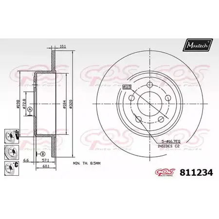 Тормозной диск MAXTECH 7C21Z1 1194800380 811234.6980 81123 4 изображение 0