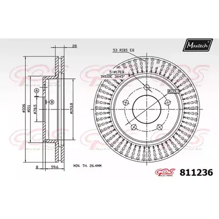 Тормозной диск MAXTECH 811236.0000 8 11236 S9L2HB0 1194800387 изображение 0