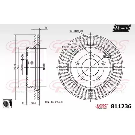 Тормозной диск MAXTECH 1194800388 811236.0060 X2PN4 8 11236 изображение 0