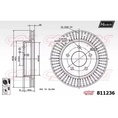 Тормозной диск MAXTECH 8 11236 1194800390 811236.6060 KWX7JZ изображение 0
