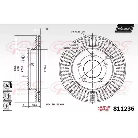 Тормозной диск MAXTECH 811236.6880 KV56KF 81 1236 1194800391 изображение 0