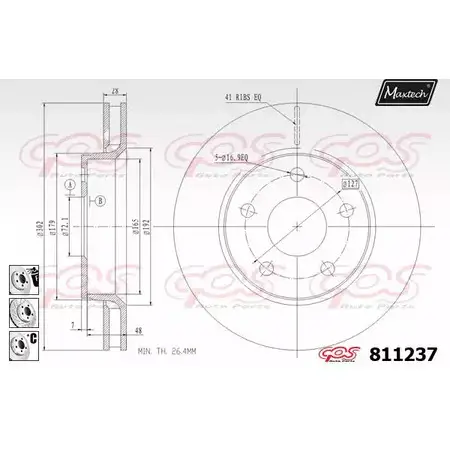 Тормозной диск MAXTECH 1194800398 811 237 811237.6980 3ANI5 изображение 0