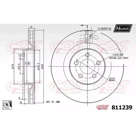 Тормозной диск MAXTECH 1194800407 8 11239 811239.0080 99BBLZZ