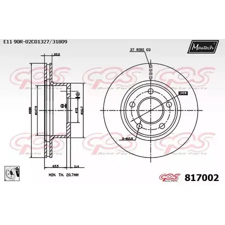 Тормозной диск MAXTECH 81700 2 817002.0080 1194800521 V0D9152 изображение 0