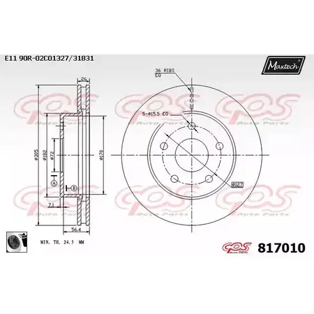 Тормозной диск MAXTECH 81701 0 817010.0060 1194800574 O8JS2W изображение 0