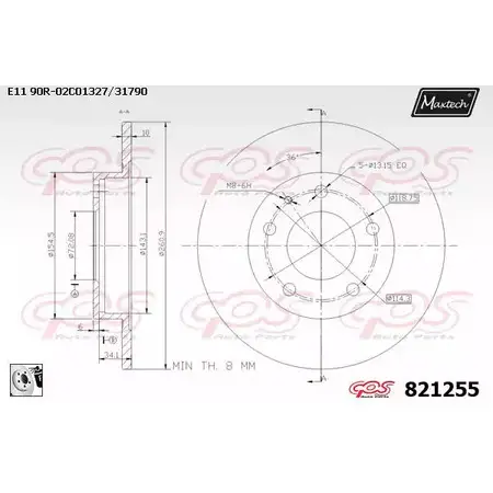 Тормозной диск MAXTECH 821255.0080 1194801070 JSXMK 82125 5
