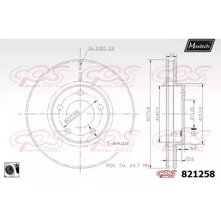 Тормозной диск MAXTECH 821258.0060 1194801087 82125 8 UY7W2 изображение 0