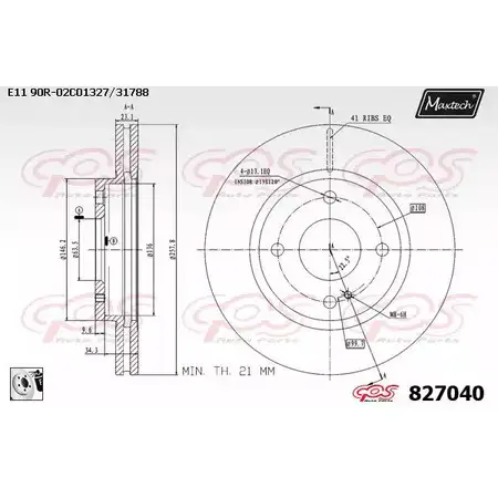 Тормозной диск MAXTECH 1194801815 827 040 827040.0080 ES2SCAA