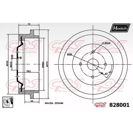 Тормозной барабан MAXTECH IA6YU2 82 8001 828001.0080 1194801899 изображение 0