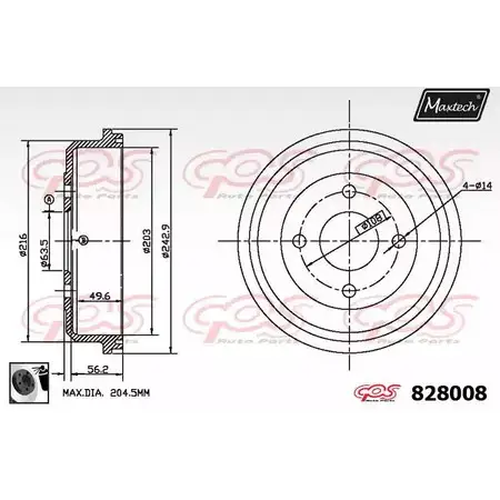 Тормозной барабан MAXTECH 1194801910 SR04T 828008.0060 82800 8 изображение 0