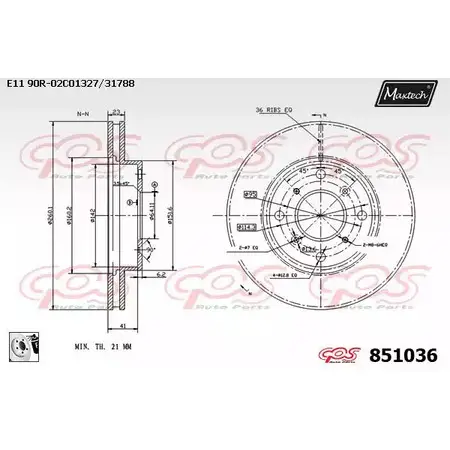 Тормозной диск MAXTECH 85 1036 851036.0080 I1BMD 1194803000