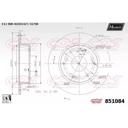 Тормозной диск MAXTECH 851084.0080 50YUD 85108 4 1194803090 изображение 0