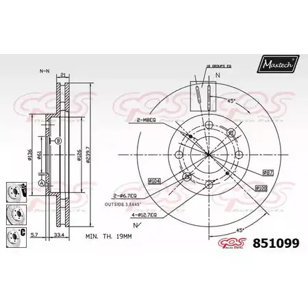 Тормозной диск MAXTECH 851099.6880 1194803146 8510 99 NTQ4DEO изображение 0