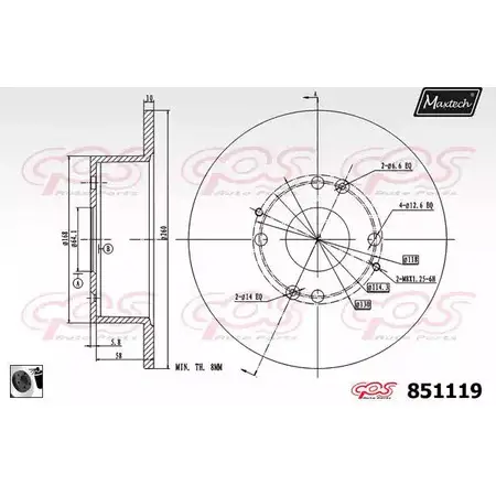 Тормозной диск MAXTECH 85111 9 1194803263 7RP6IZ 851119.0060 изображение 0