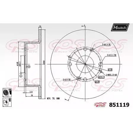 Тормозной диск MAXTECH 1194803265 6CVER17 85111 9 851119.6060 изображение 0