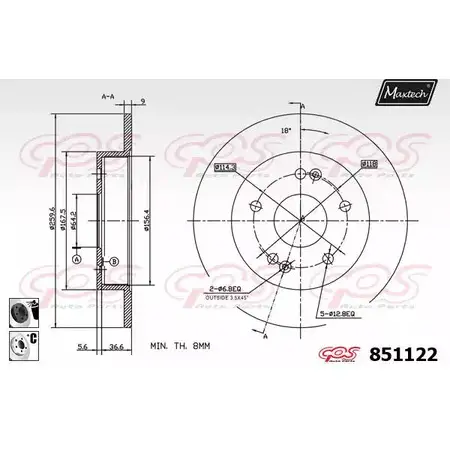 Тормозной диск MAXTECH 851122.6060 1194803283 851 122 RUMII