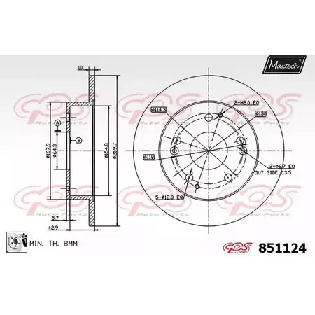 Тормозной диск MAXTECH 1194803294 851124.0080 8511 24 5LVG41 изображение 0