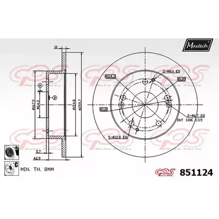 Тормозной диск MAXTECH NWO0G7 8511 24 1194803295 851124.6060 изображение 0