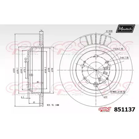 Тормозной диск MAXTECH 85 1137 1194803370 851137.0000 TDU7R изображение 0